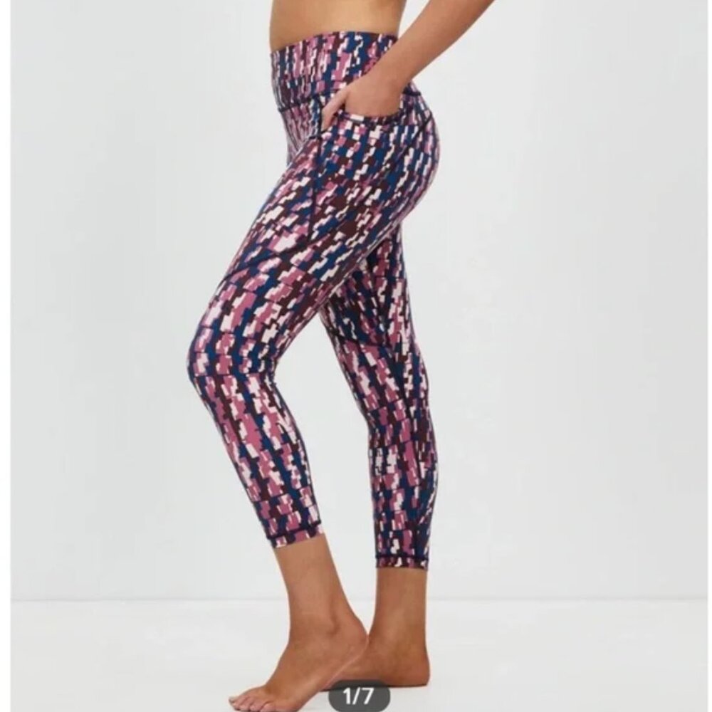 Sweaty Betty Power Pocket Leggings 7/8 Length‎ in Pink Check Size US 4